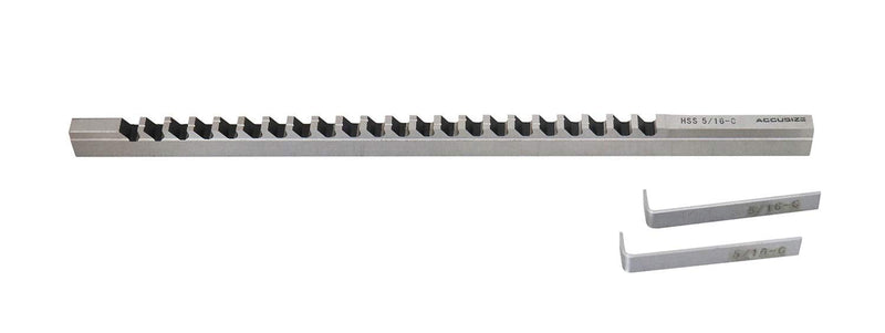 Accusize Industrial Tools - 5/16'' to C, Hss Keyway Broach, Fractional, Imperial, 5000-0020 | 0.3127-0.3137 Tolerance, 3/8 in x 11-3/4 in, 25/64 in to 2-1/2 in Cut Length, 1 Shim 5/16 in -C