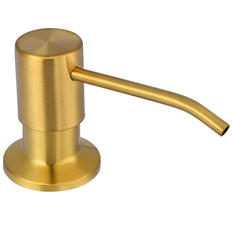 SAMODRA Soap Dispenser for Kitchen Sink, Premium Stainless Steel Pump Head 17 OZ Bottle 3.15 Inch Threaded Tube for Granite Thick Deck Installs (Brushed Brass) Gold