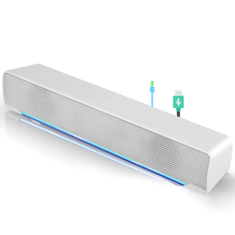 Speaker, Mini Speaker, USB Speaker PC Stereo Lightweight Wired LED Soundbar Speaker, Soundbar Soundbox, 3.5mm Audio Jack Compatible with PC Computer Tablet TV for Office Home Home Theater