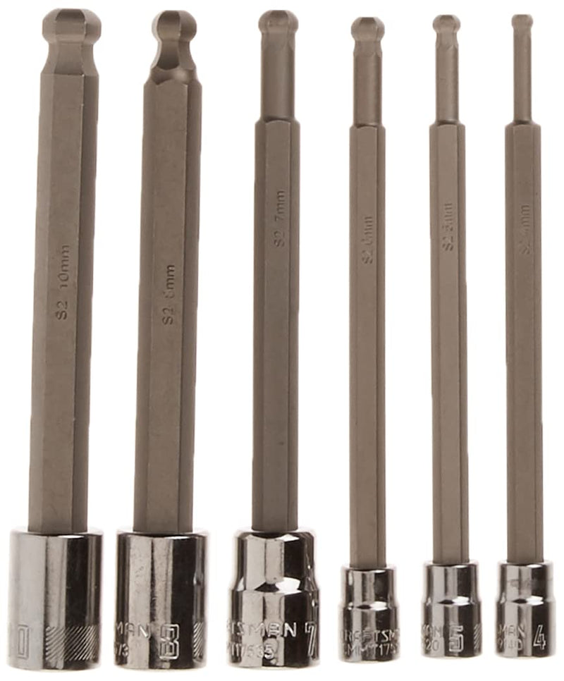 CRAFTSMAN Hex Bit Socket Set, Metric, 3/8" Drive, Long Ball, 6Piece (CMMT42607) 3/8" in