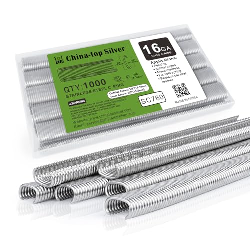 CTS SC760/C17 16 Gauge 1/2” Crown 304 Stainless Steel Hog Rings 1000PCS