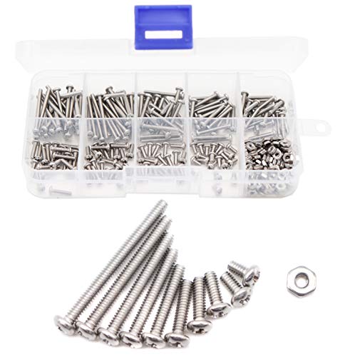300pcs 2-56 Pan Phillips Machine Screws Hex Nuts Assortment Kit,5/32" 3/16" 5/16" 1/4" 3/8" 1/2" 5/8" 3/4" 7/8" 1", 304 Stainless Steel #2-56 300pcs