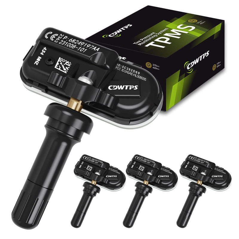 TPMS Sensor Dodge, 4-Pack 434MHz Tire Pressure Monitor Sensors Compatible with Dodge RAM Jeep Cherokee Replace#68249197AA.68239720AA.68157568AA.68239720AB.68239720AC.68324960AA.68239729AA