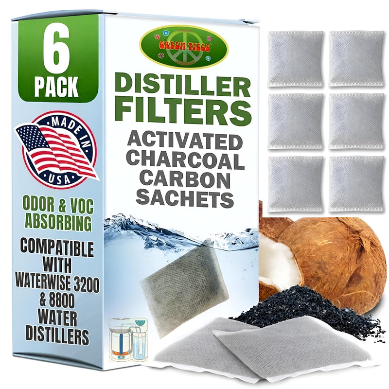 Green Piece® Compatible with Waterwise 3200 and 8800 | Activated Charcoal | Pack of 6 - Size 4"x3" - 25 Grams. Made in USA by Green Piece Mfg