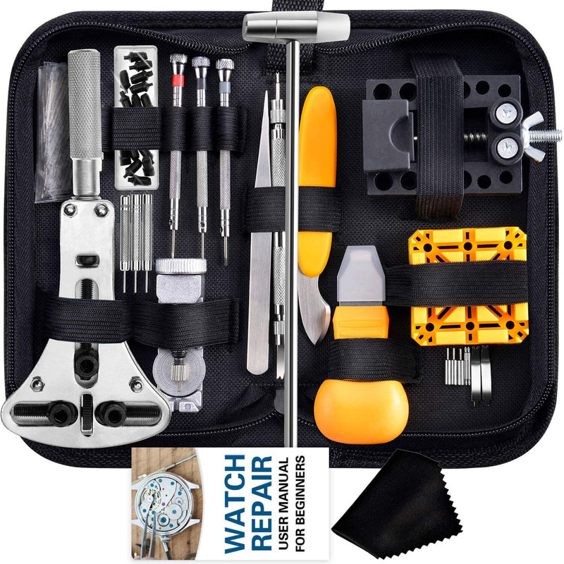  [AUSTRALIA] - Watch Repair Kit, Anezus 187Pcs Watch Tool Kit with Watch Link Pin Remover Tools and Watch Back Case Removal Tools for Watch Strap Remover, Watch Battery Replacement, Watch Band Sizing, Watch Repair