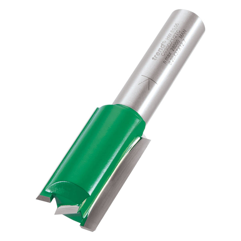 Trend Craft Pro 1/2" Shank Straight Router Cutter Bit-Ref, C030DX1/2TC Diameter 20mm Cutting Length 50mm Tungsten Carbide Tipped, Shank 1/2 inch x Dia 20 mm x Cut 37 mm