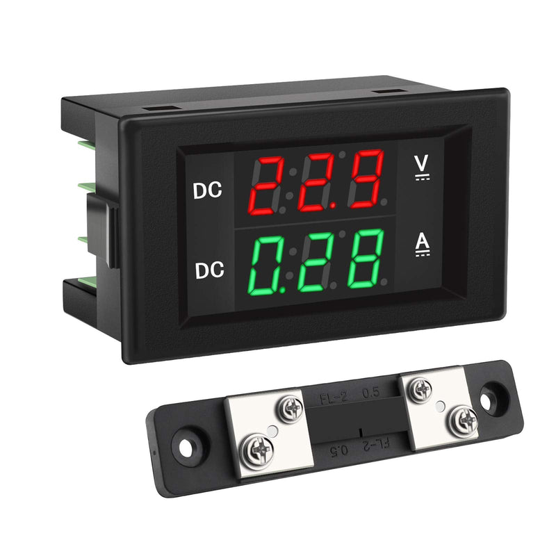 DROK DC 4.5-100V Digital Voltmeter Ammeter Multimeter Panel, DC Amp Meter Voltage Meter, Current Meter 0-50A Volt Tester, LED Display Voltage Gauge for Automotive Motor Battery DC 100V 50A