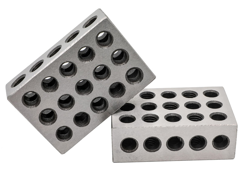Pair 1" x 2" x 3" Precision Steel 1-2-3 123 Blocks 23 Holes 1" x 2" x 3"