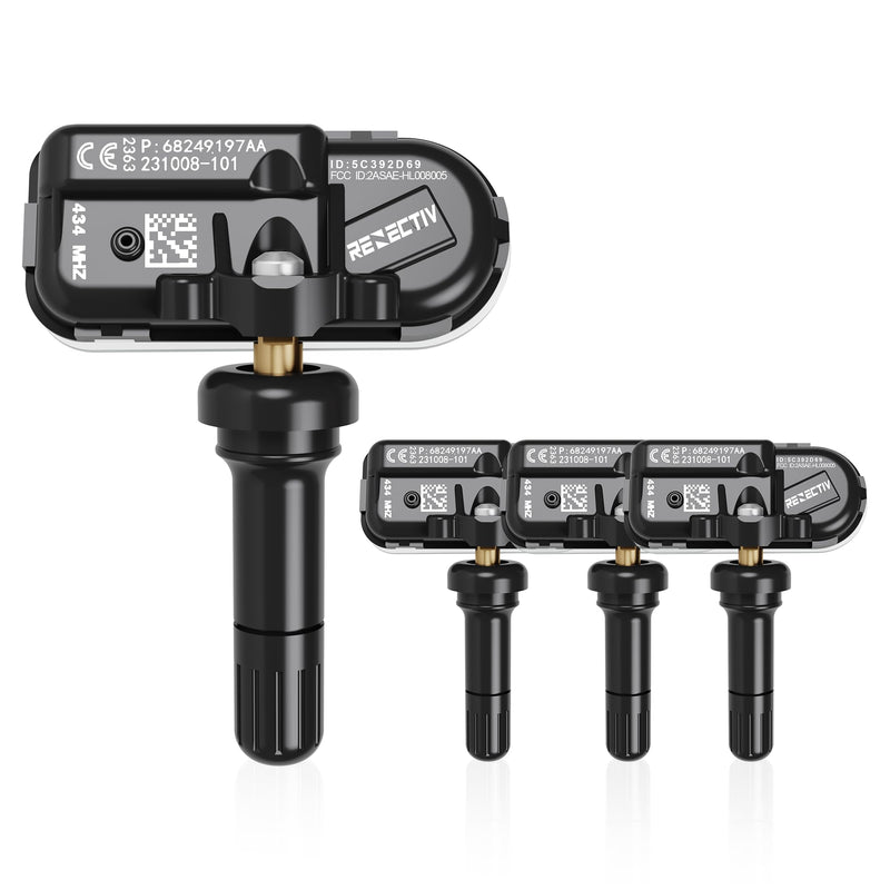 TPMS Sensor 4Pack, 434Mhz Tire Pressure Monitor Sensors Compatible with2014-2022 RAM 1500 2500 3500 4500 5500 Jeep Chreokee Replace OE#68249197AA 68239720AA 68157568AA four pieces sensors