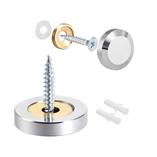 uxcell Mirror Screws Decorative Cap Cover Nails Polished Stainless Steel 25mm 8pcs 25 mm Silvery