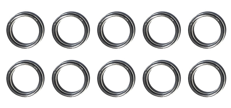 US STAINLESS 10 Pieces Stainless Steel 316 Round Ring Welded 1/4" x 1" (6mm x 25mm ID) Marine Grade
