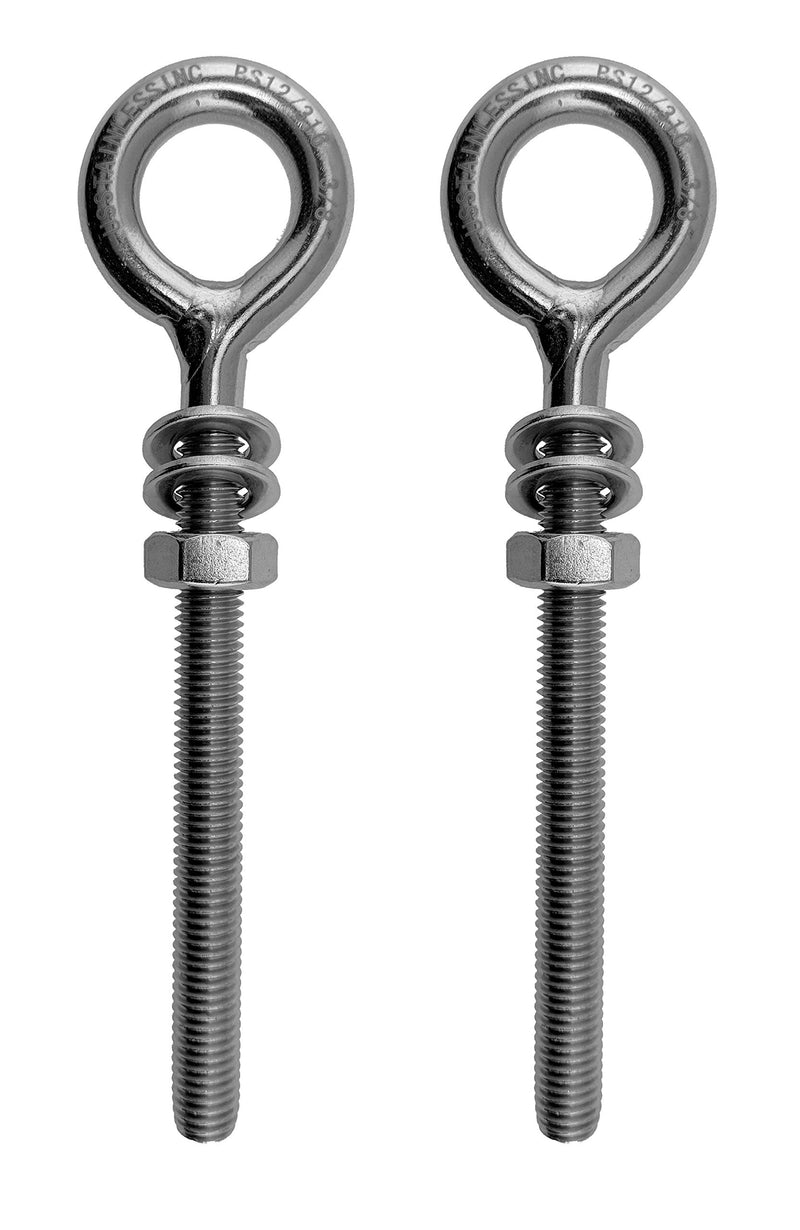 US STAINLESS 2 Pieces Stainless Steel 316 M12 Eye Bolt 12mm x 150mm Bolt Marine Grade Pitch of 1.75