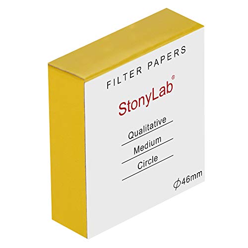 StonyLab Qualitative Filter Paper Circles, 46mm Diameter Cellulose Filter Paper with 20 Micron Particle Retention Medium Filtration Speed, Pack of 100 46 mm Diameter
