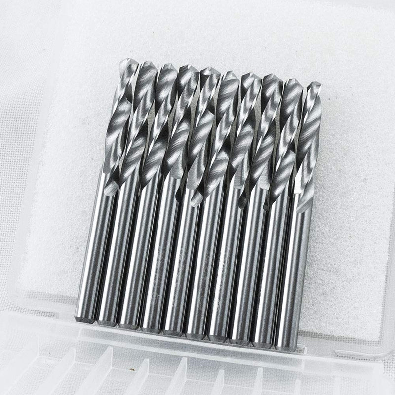 KLOT Industrial Grade 10pcs Solid Carbide Drill Bit 3.175mm 1/8" 2-Flute Straight Shank YG6X Tungsten