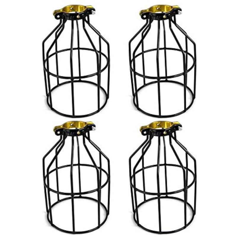 4-Pieces Industrial Vintage Style Metal Lamp Guard Cage for Pendant String Lights and Vintage Lamp Holders Black (4) 4