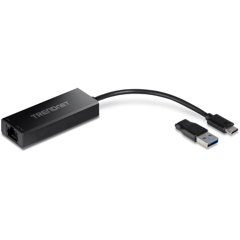 TRENDnet USB-C 3.1 to 2.5GBASE-T Ethernet Adapter, TUC-ET2G, NDAA & TAA Compliant, Windows & Mac Compatible, USB Type-C to USB-A Converter Included, Up to 2.5Gbps Speeds, Black USB-C | USB 3.1 2.5 Gbps