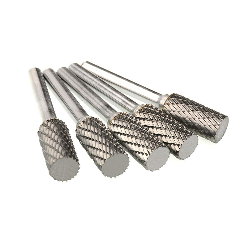 Tungsten Carbide Burr Set SA-5 Double Cut Rotary Burr File(1/2” cutter Dia X 1”Cutter Length) with 1/4'' Shank for Die Grinder Drill Bits (Pack of 5)…