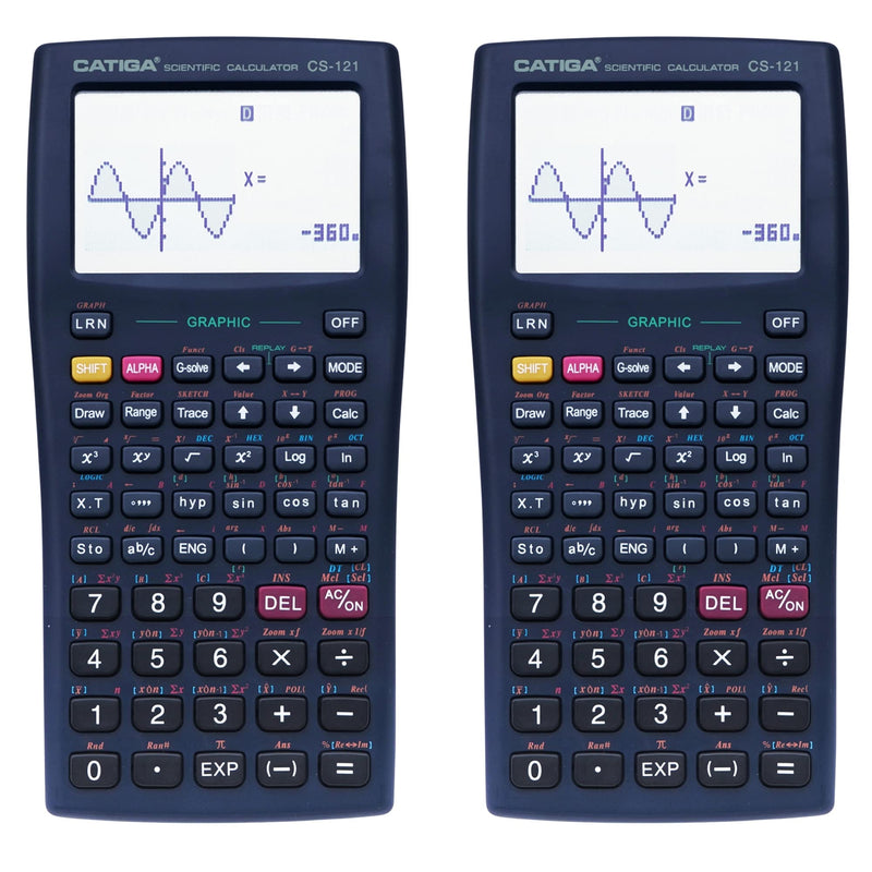 CATIGA Scientific Calculator with Graphic Functions, Multiple Modes with Intuitive Interface, Perfect for Beginner and Advanced Courses, High School or College, 2 Pack, CS-121 1.1) Black 2 Pack