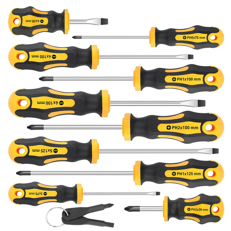 Amartisan 10-Piece Magnetic Screwdrivers Set, 5 Phillips and 5 Slotted Tips Professional Cushion Grip Screwdriver Set 10-Piece Screwdrivers Set