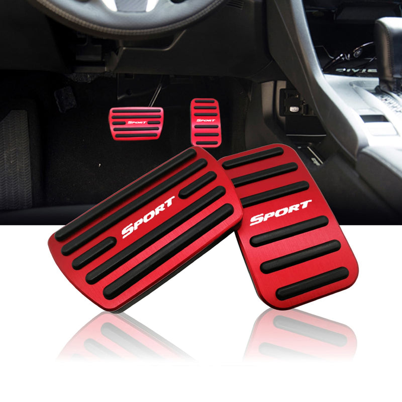 Anti-Slip Performance Foot Pedal Pads Compatible with Honda 10th gen Civic,Auto No Drilling Aluminum Brake and Accelerator Pedal Covers Red