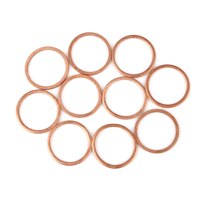 X AUTOHAUX 10pcs Copper Washer Flat Sealing Gasket Ring Spacer for Car 20 x 24 x 1.5mm