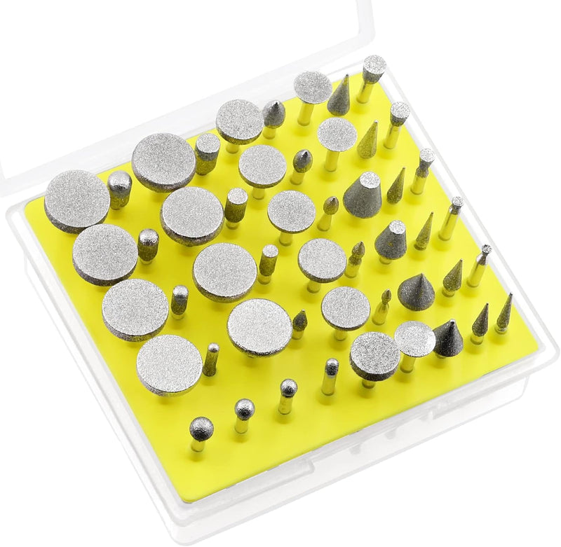  [AUSTRALIA] - Oudtinx 50pcs Diamond Coated Grinding Head Grinding Burrs Set for Dremel Rotary Tool