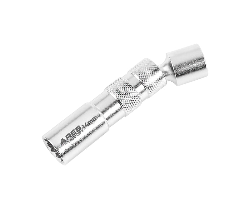 ARES 11000-14mm Thin Wall Magnetic Swivel Spark Plug Socket - 3/8-Inch Drive 12-Point Spark Plug Socket - Walls 2mm Thinner Than Standard Spark Plug Sockets 14mm Swivel Spark Plug Socket