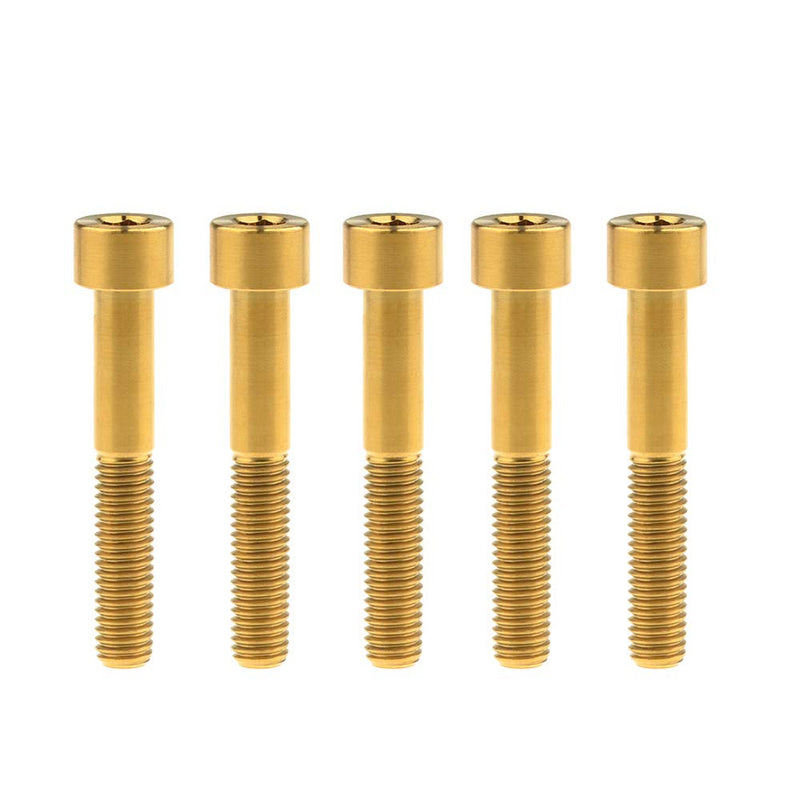 Titanium Bolt DIN912 M8x15 20 25 30 35 40 45 50 60 70mm Square Head Hex Socket Screws Pitch 1.25mm Pack of 5 (M8x50mm, Gold) M8x50mm
