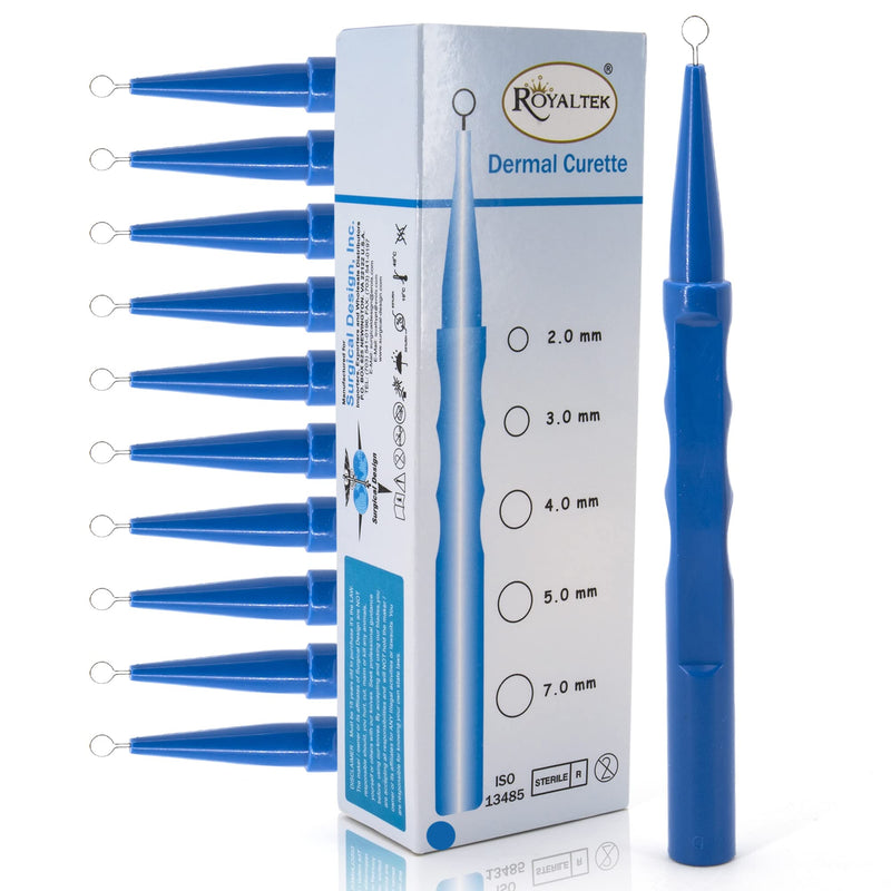 Sterile Disposable Dermal Curettes, Easy Peel Packing - Box of 10 (5.00 mm) 5.00 mm