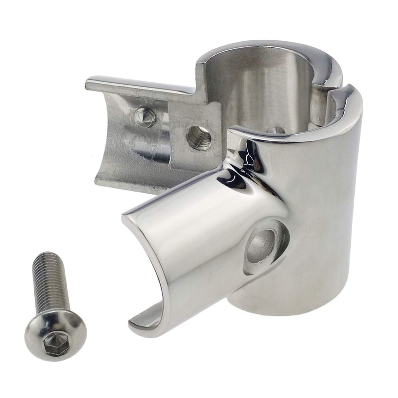 Heavy Duty 316SS Boat Hand Rail Fitting- Polished 90 Degree T/Tee Hinged/Split Fitting 1" Tube 1PC FOR 1" TUBE