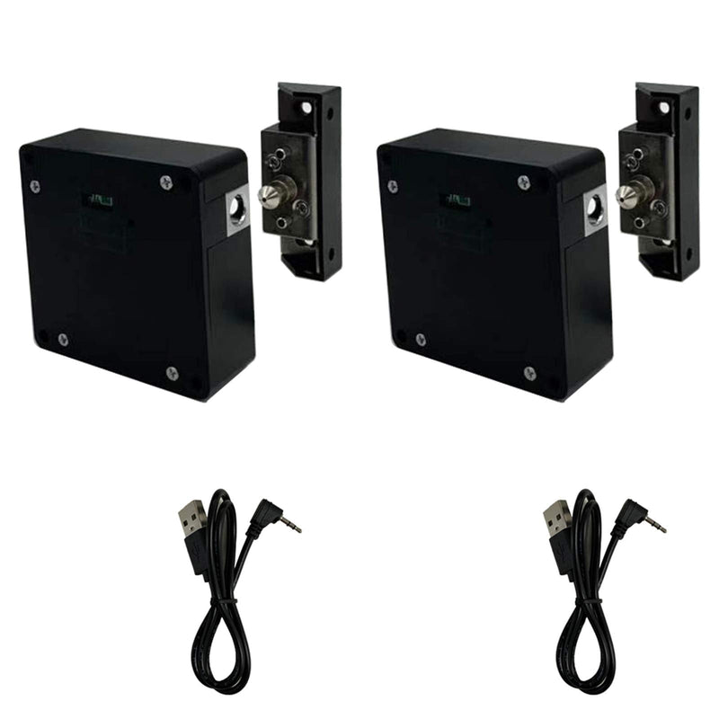 WOOCH RFID Lock Electronic Cabinet Lock, Hidden DIY Lock with USB Cable for Wooden Cabinet Drawer Locker Cupboard (2 Pack) 2 Pack Black