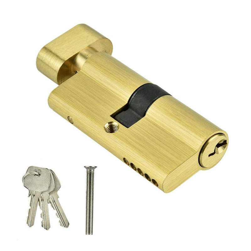 Sonew 65mm Copper Single Open Key Lock Cylinder, Modern Gold, Anti-Theft, Home Use, Door Lock Replacement Parts
