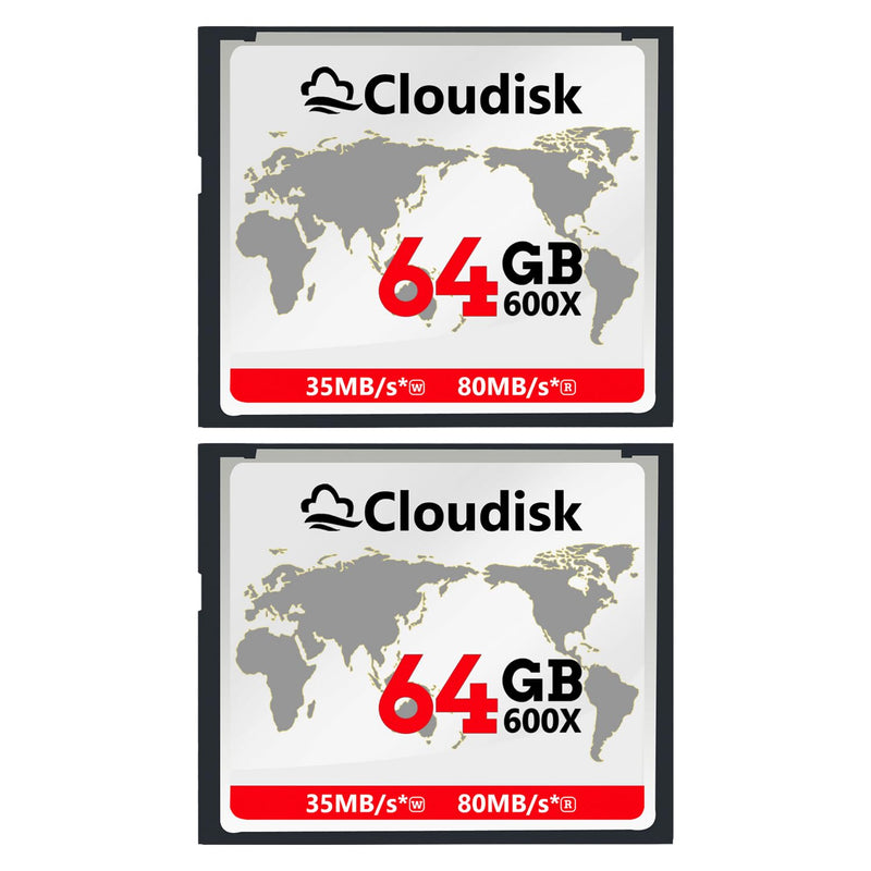 Pack of 2 Compact Flash Card 64GB 600X CF 2.0 Card Performance for DSLR Camera, Vintage Digital Camera and Industry Equipment (64 GB)