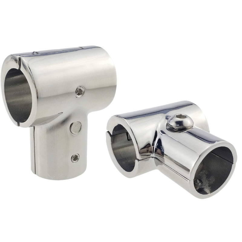 Heavy Duty 316SS Boat Hand Rail Fitting- Polished 90 Degree T/Tee Hinged/Split Fitting 1" Tube 2PCS FOR 1" TUBE