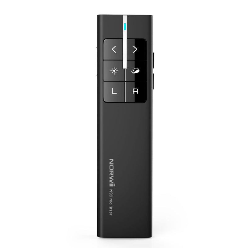 Norwii N99 Air Mouse Presentation Clicker with Pointer, Rechargeable Clicker for PowerPoint presentations, PowerPoint Clicker, Presentation Remote, Wireless Presenter, Handle Mouse - Black