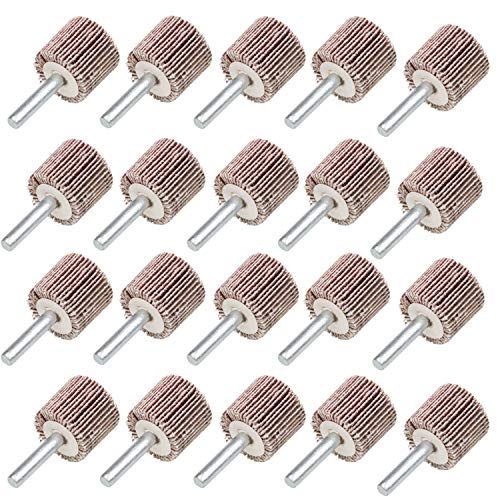 20Pack Abrasive Flap Wheel Sander，1" x 1" x 1/4" Shank Mounted Flap Wheels, 80 Grit Aluminum Oxide Sanding Flap Wheel for Rust Removal Deburring Polishing Satin-Finishing- Abrasive Grinding Tool