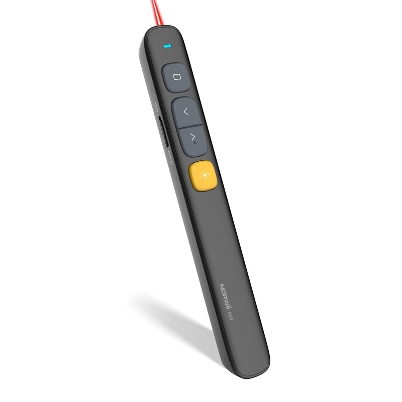 Norwii N29 Presentation Clicker Slide Pointer Clicker for Powerpoint Presentations, Wireless Presenter with Hyperlink & Volume Control, Presentation Remote(Black) Black-29