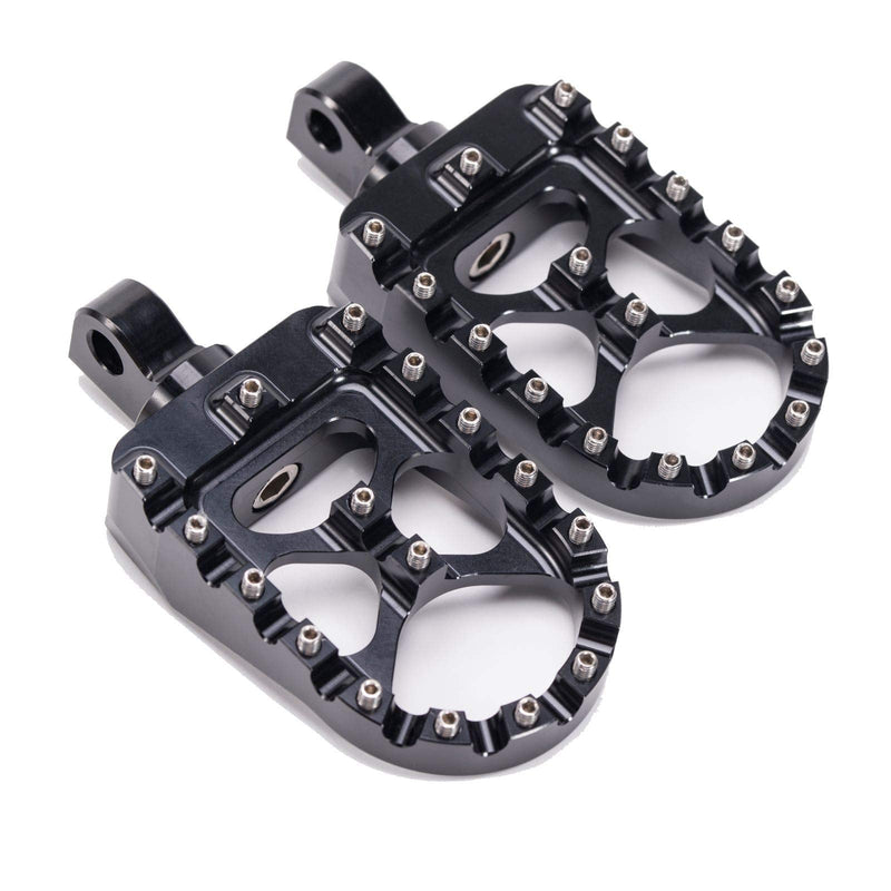 CNC Wide Foot Pegs 360° Roating MX Chopper Bobber Style for harley Dyna Sportster Fatboy Iron 883,Black black