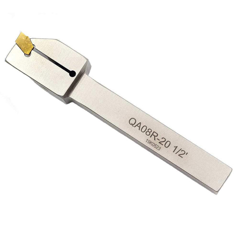 OSCARBIDE 1/2"x1/2"Indexable Parting Grooving Holder,QA08R-20 Heavy Duty Nickel Plated Right -Hand Lathe Cut Off Tool with Carbide Insert GTN-2, 1 Piece