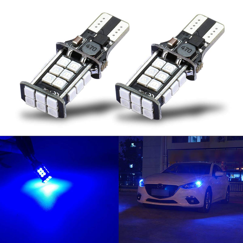 iBrightstar Extremely Bright 3030 Chipsets T15 912 W16W 921 LED Bulbs for Truck Cargo Lights, High Mount / 3rd Brake Lights, Blue