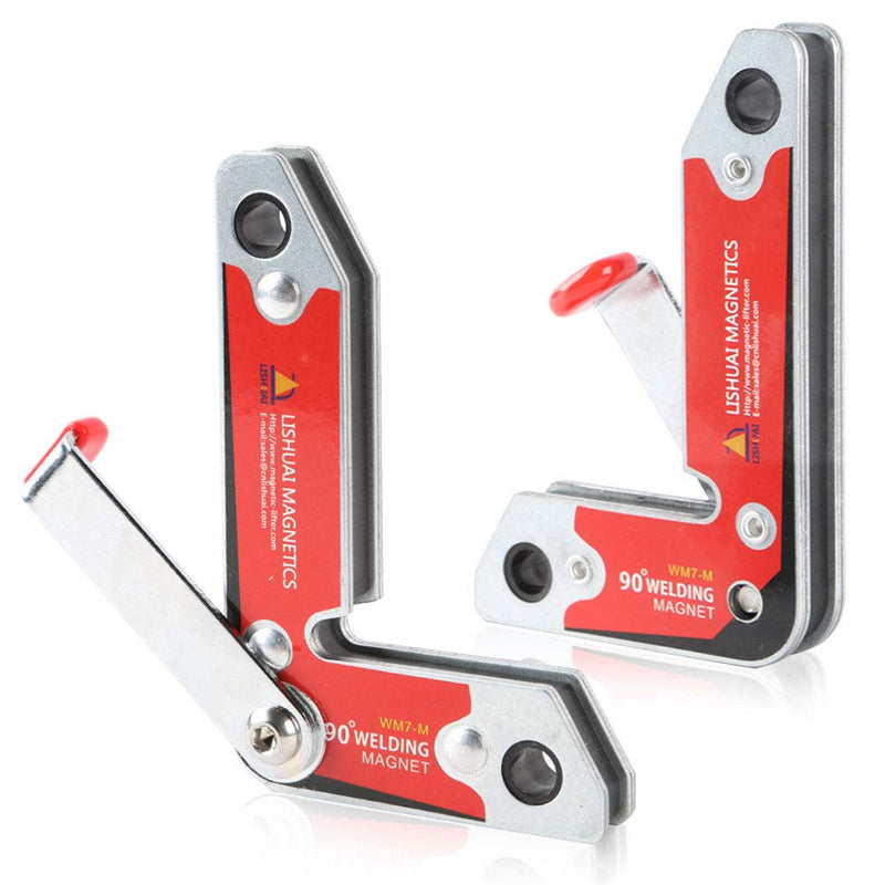 LISHUAI New Item 2pcs/pack Neodymium Magnet Welding Clamp/90 Degree Permanent NdFeB Welding Magnet with Handle Medium