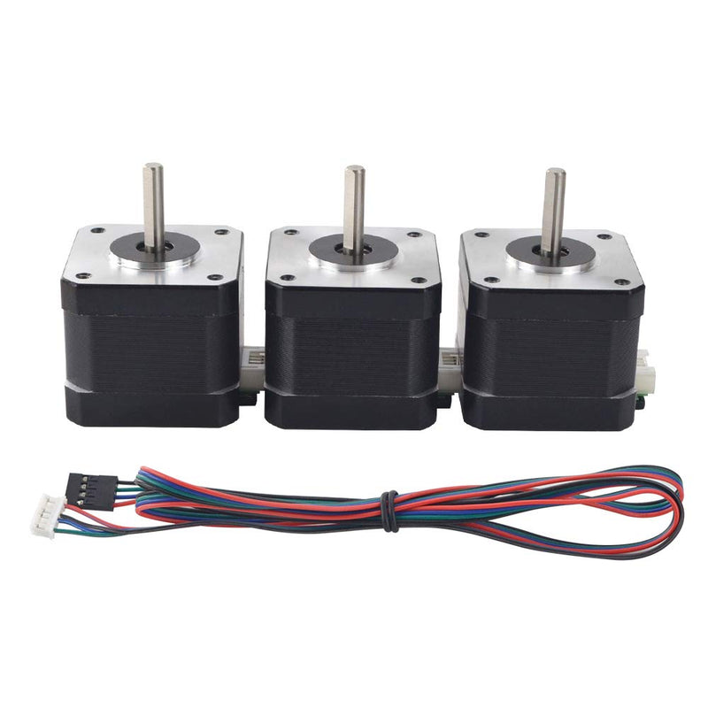 3 PCS Nema 17 Stepper Motor Full D-Cut Shaft 62oz-in 1.7A Bipolar 38mm 1.8deg 4-Lead for 3D Printer CNC 3