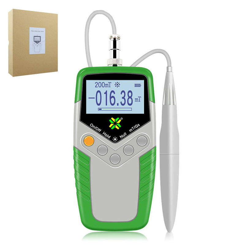 Digital Tesla Meter Gaussmeter with 0-200mT/0-2000mT Range Gauss Meter with Accuracy ±2% (0~1000mT)/±5% (1000~2400mT) Magnetic Field Tester with Backlight for DC Magnetic Fields (Model TES11A) Standard Version