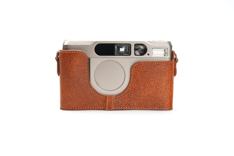 Contax T2 Case, BolinUS Handmade Genuine Real Leather Half Camera Case Bag Cover for Contax T2 Camera With Hand Strap (LavaBrown) LavaBrown