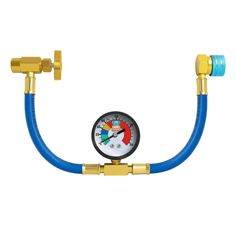Ketofa R1234YF Refrigerant Charge Hose Kit, R-1234YF AC Refrigerant Can Hose with Gauge, 1/2 LH Can Opener Tap and R1234YF Low Side Adapter