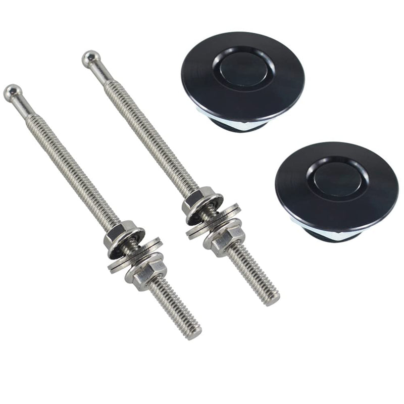 2pcs 1.25" Universal JDM Style Quick Latch Bumper Release Fastener Push Button Billet Hood Pin Lock Clip Kit Quick Pins for Auto Car Bumper Hood License Plate Black