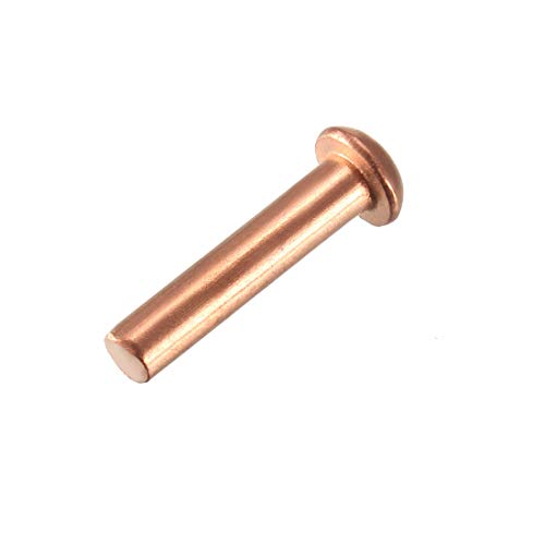 uxcell 50 Pcs 5/32" x 45/64" Round Head Copper Solid Rivets Fasteners
