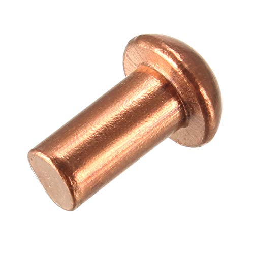 uxcell 50 Pcs 13/64" x 25/64" Round Head Copper Solid Rivets Fasteners
