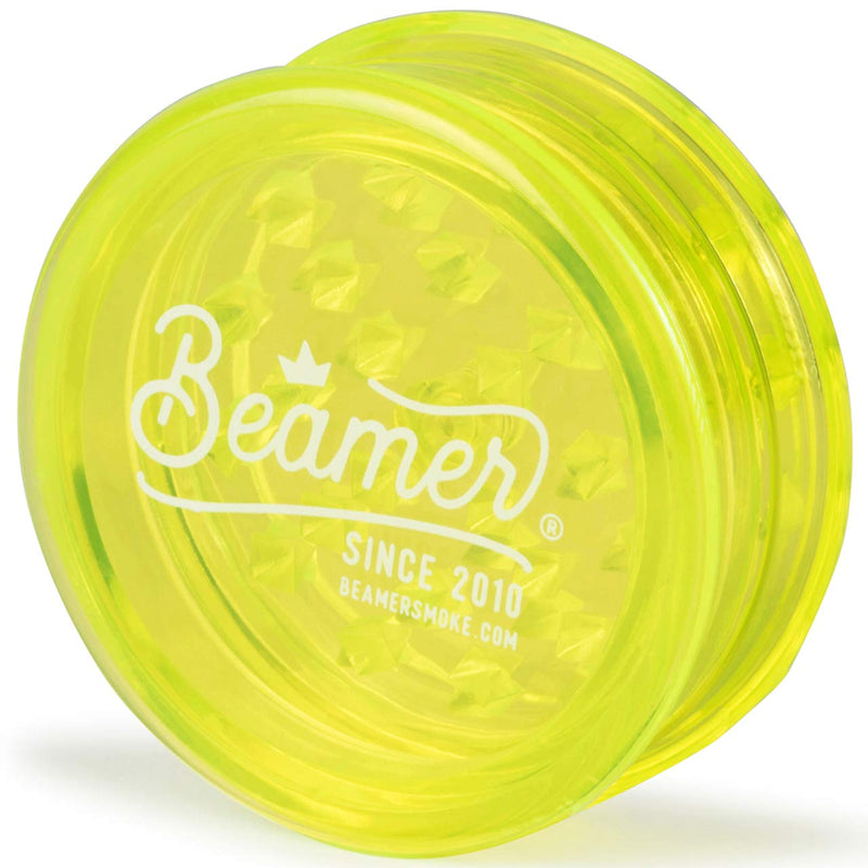 Beamer Crown Logo 3-Piece 63mm Acrylic Grinder - Transparent Neon Green Color + Beamer Sticker