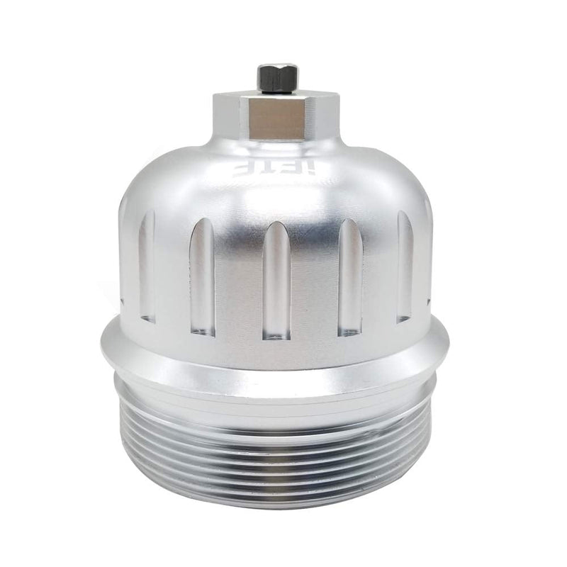 iFJF 134001 Fuel Filter Housing Cap Replacement for 2017-2024 GM Duramax 6.6L L5P Chevy Silverado/GMC Sierra 2500HD 3500HD Billet Aluminum with Drain Plug Silver